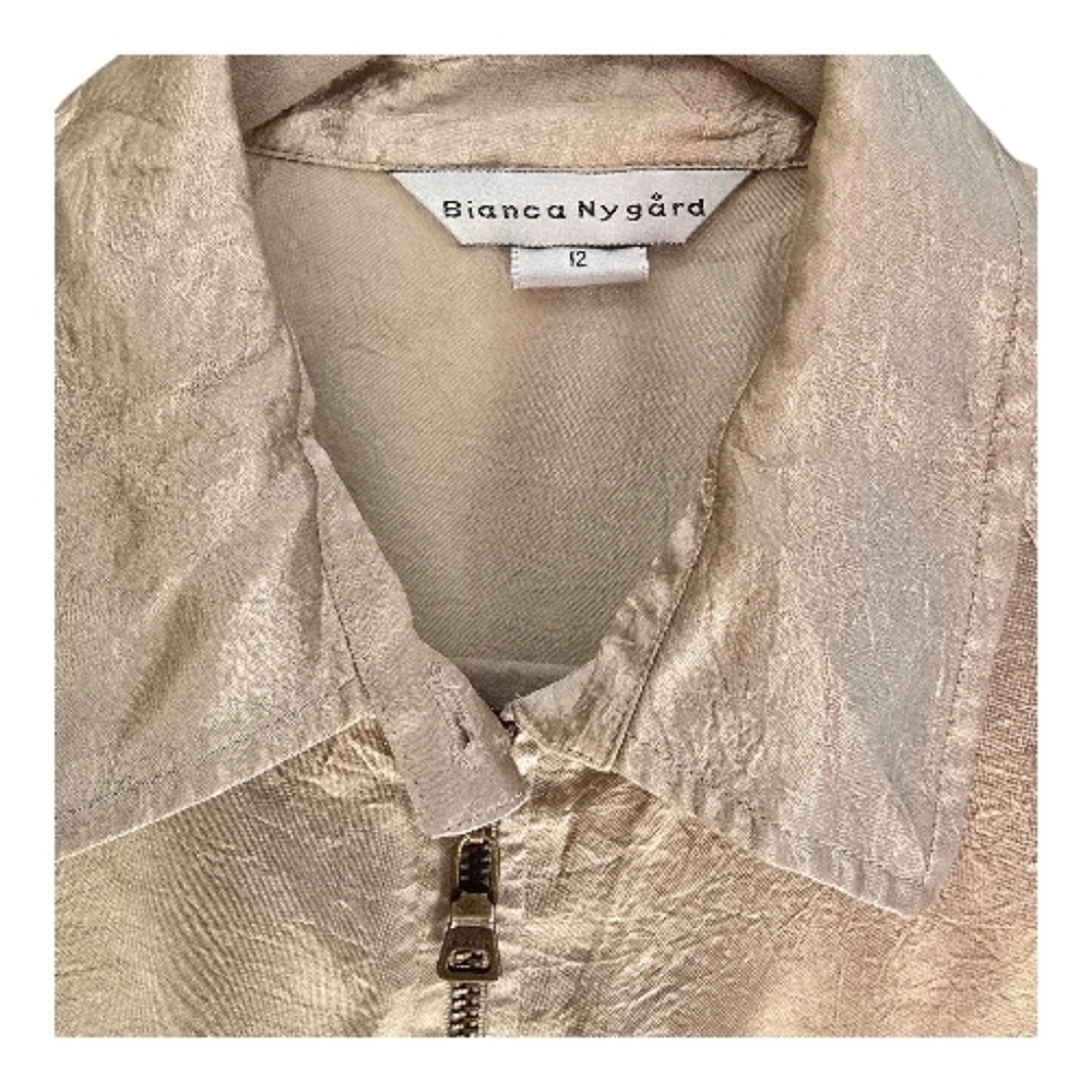 Women's Gold/Cream Bomber Jacket - Picture 3 of 5